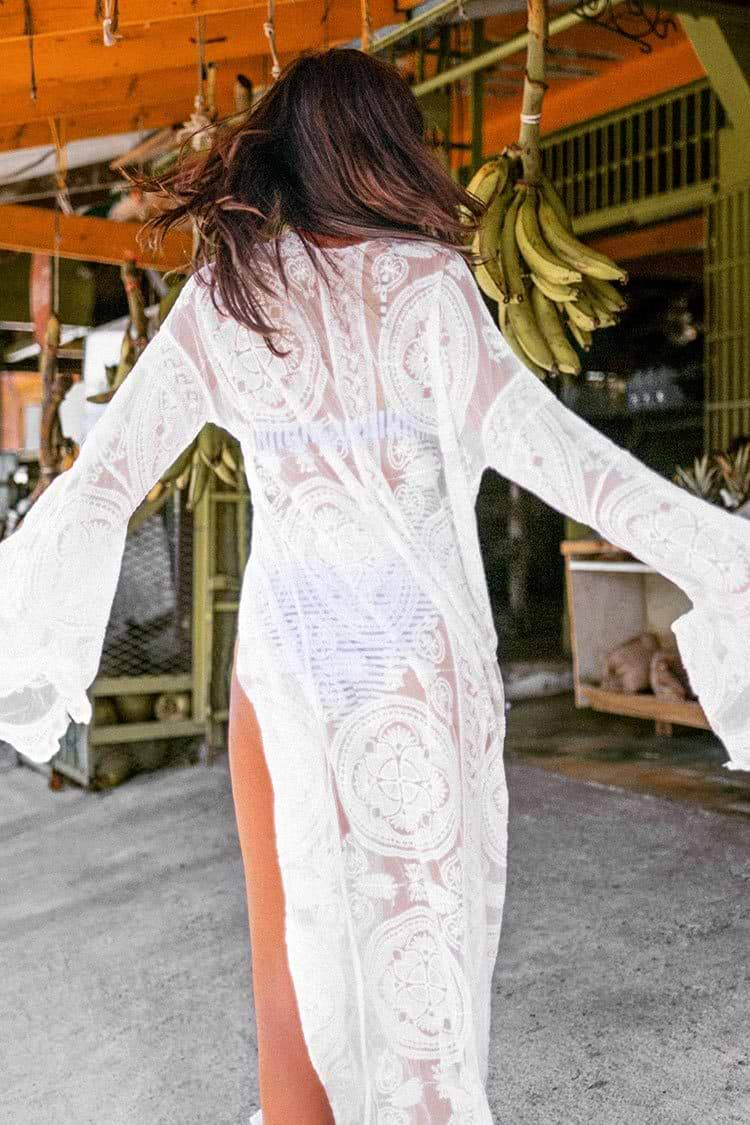 Boho lange Cover Up mit Blumen