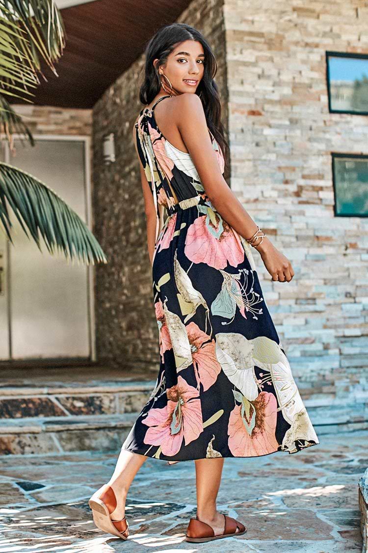 Flora Print Neckholder Maxikleid