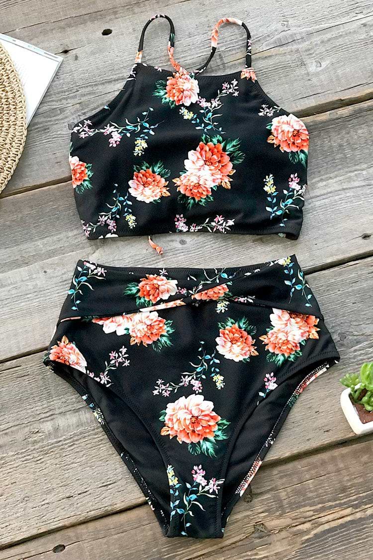 Orangenblüte High-Waist Bikini