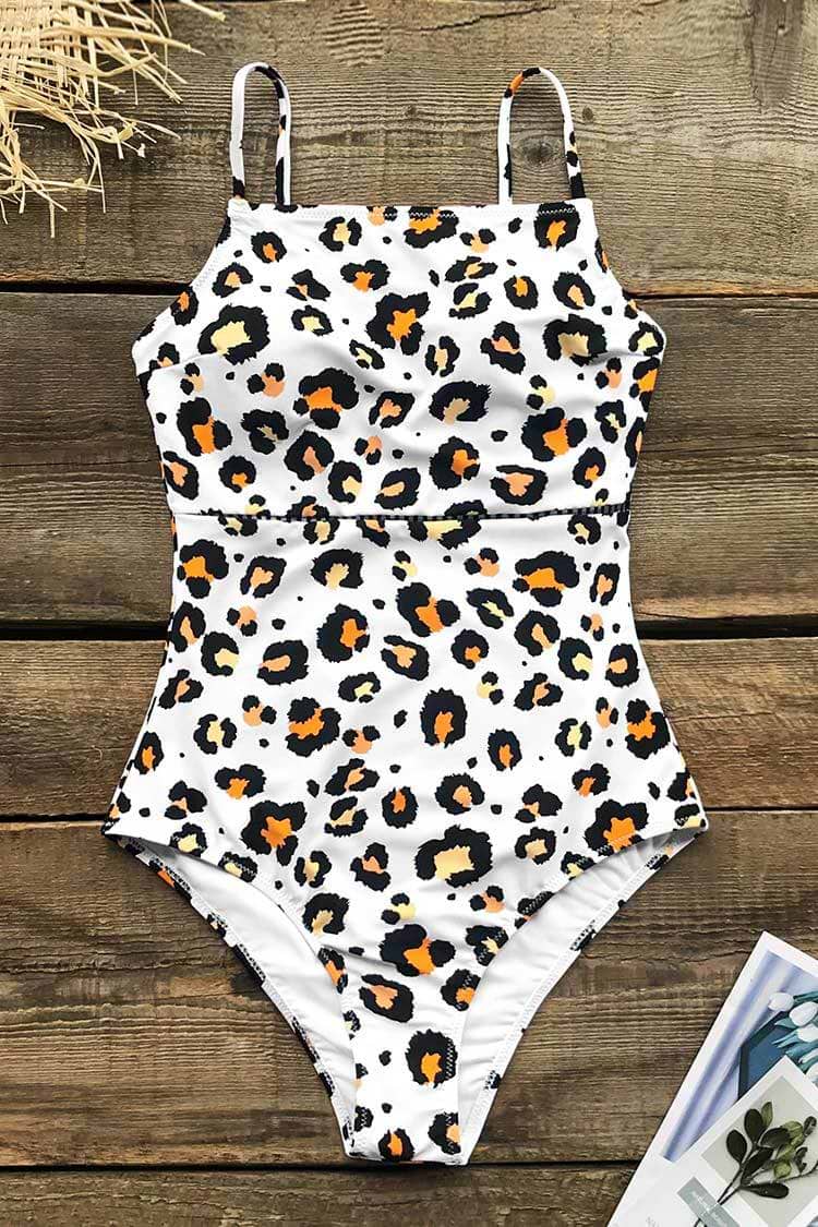 Einteiliger Badeanzug mit Leopardenmuster