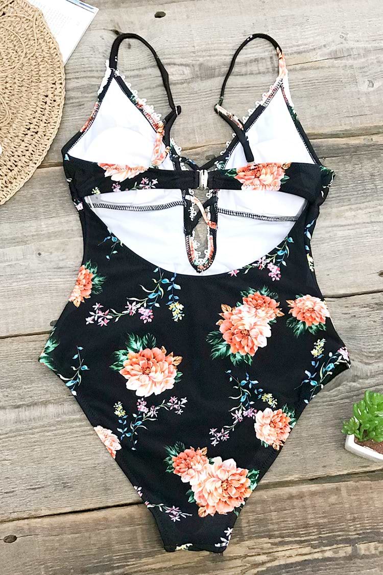 Flirty Blumenmuster Badeanzug