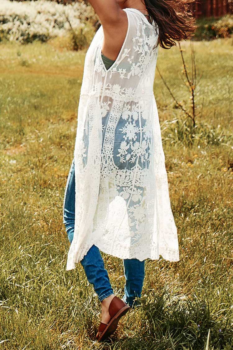 Cremeweißes ärmelloses Cover Up