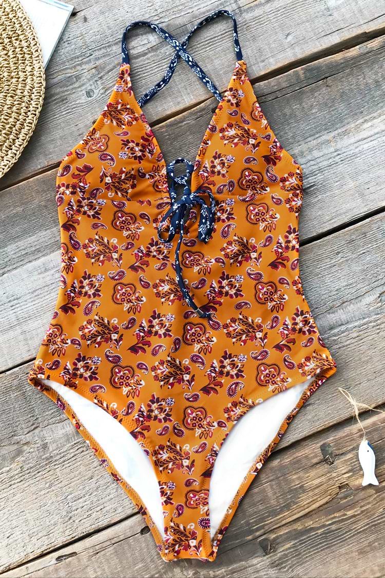 Sommer Paisley Schnürung Badeanzug