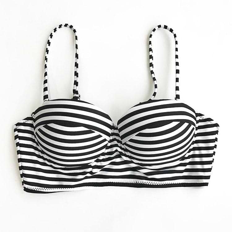 Bikini-Set mit High-Waist und Streifen-Muster