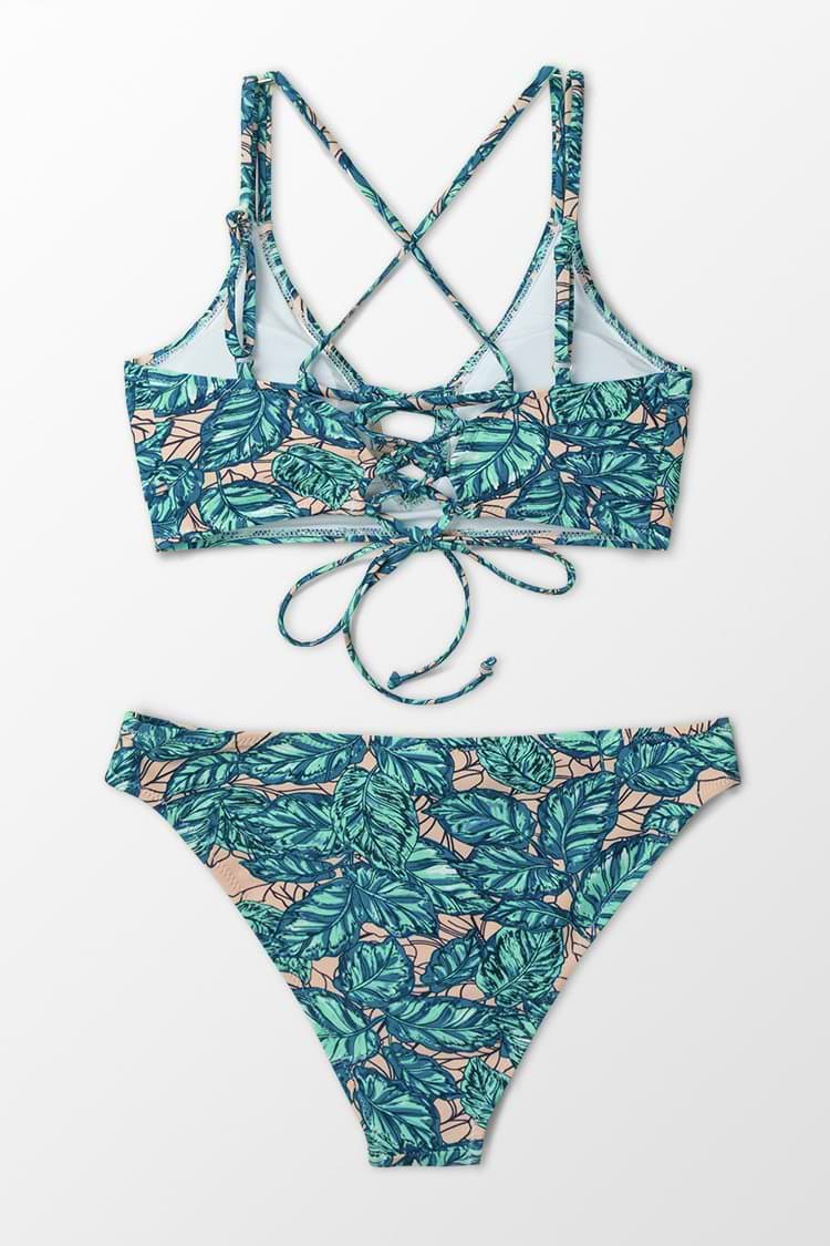 Üppige Blätter Schnürung Bikini