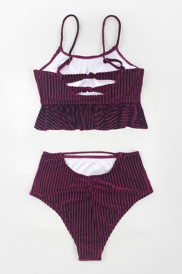 Velvet Rüschen High Waisted Bikini