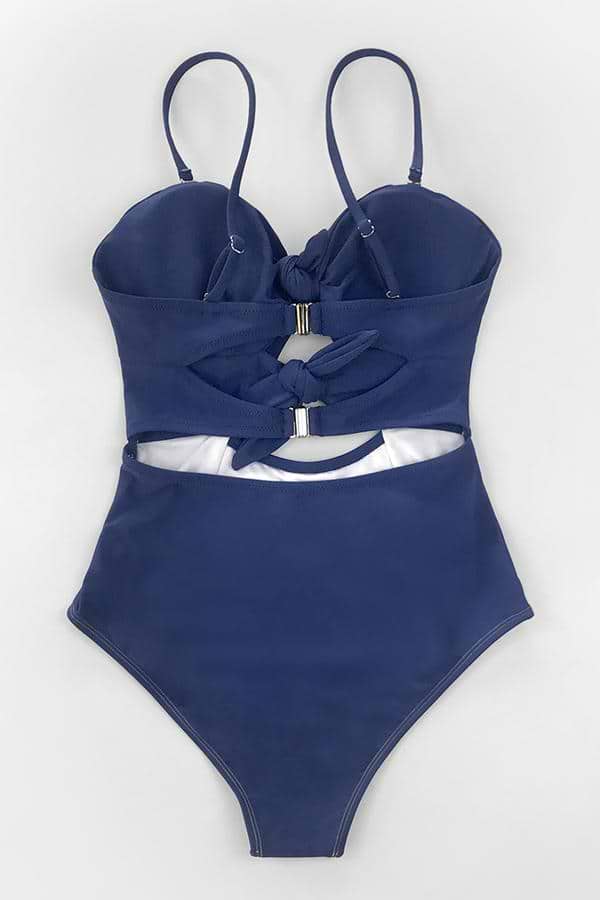Dunkelblauer geknoteter Badeanzug