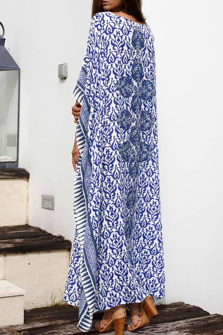 Blauer und weißer Druck Kaftan