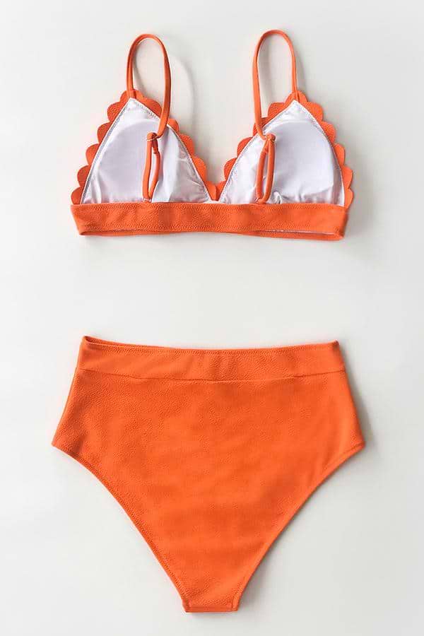 Scallop orange High-Waist Bikini