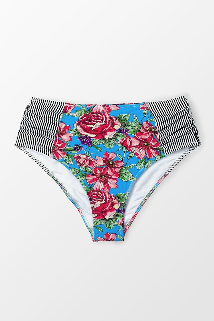 Rot Floral und Streifen Neck-Holder Bikini Hose