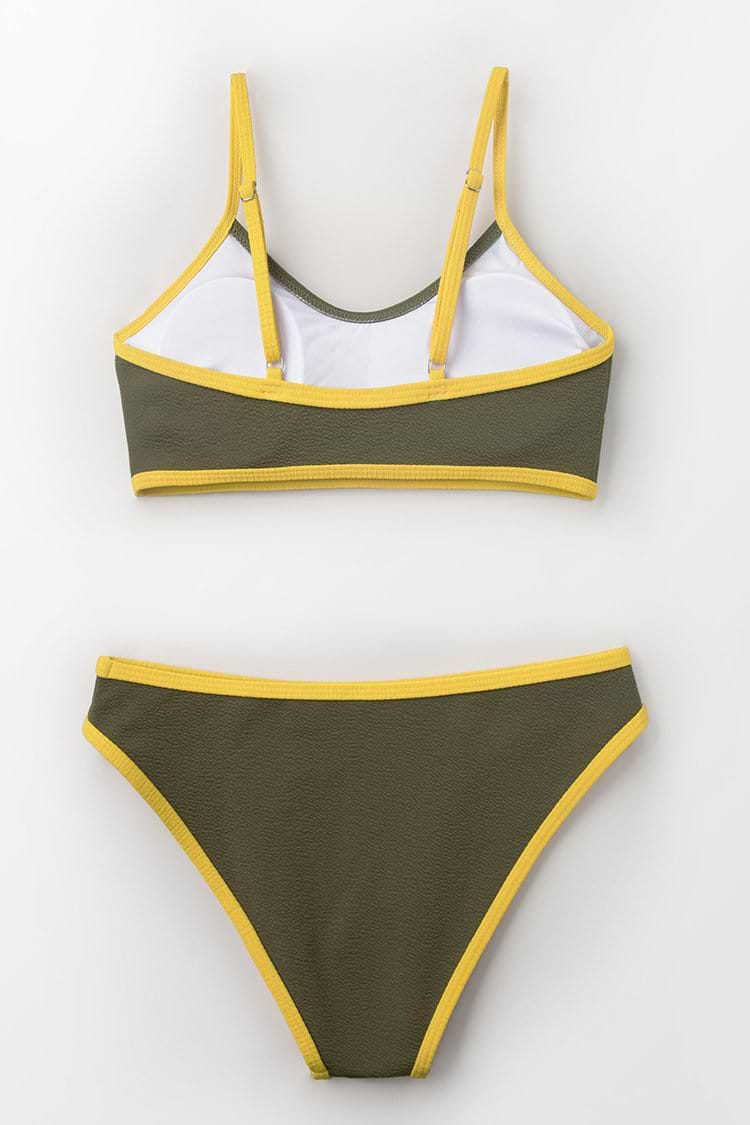 Olivgrün Und Gelb Block Bikini