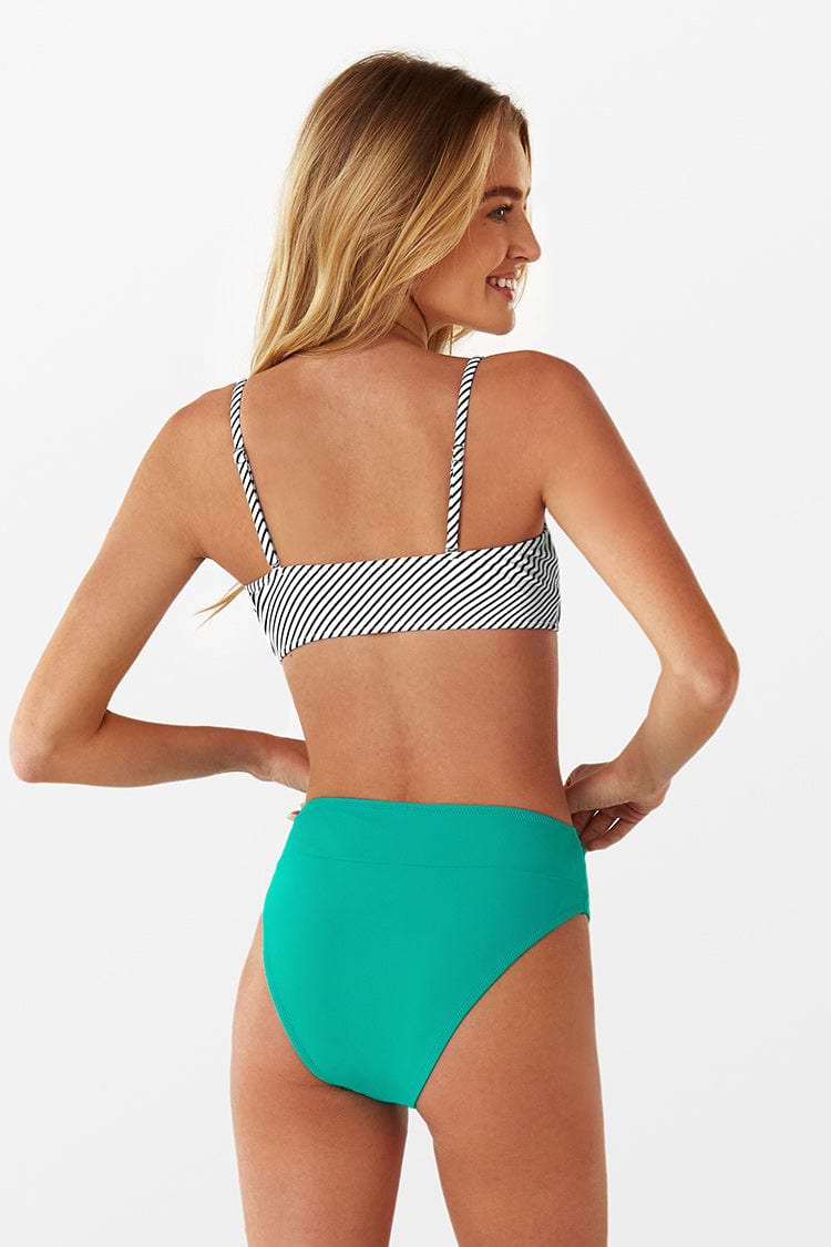 Wassergrünes Bandeau Bikini-Set mit Streifen