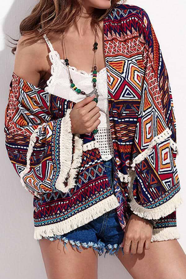 Fringe Trimm Boho kurzer Cover Up