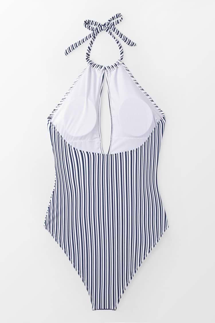 Marine High-Neck Schlüsselloch Badeanzug