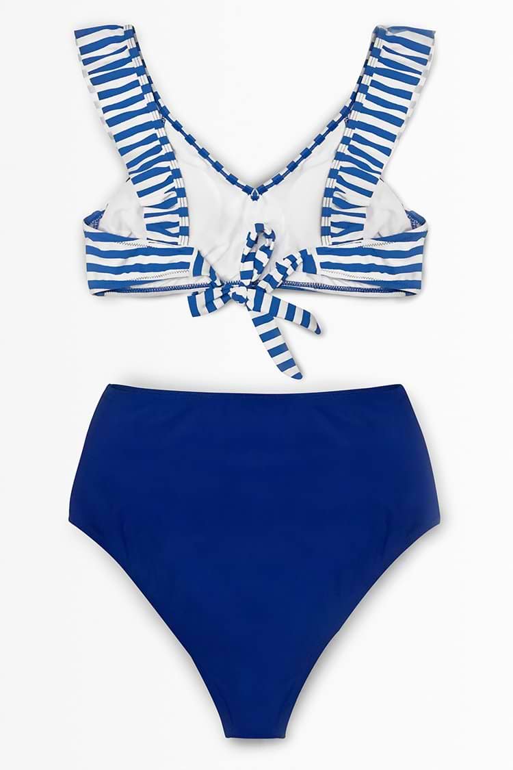 Blaue Streifen Bikini mit Passe