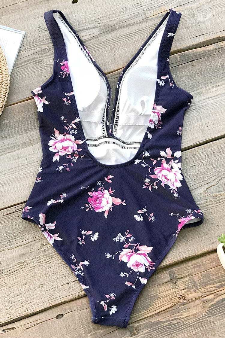 Lila Rosen Druck Badeanzug