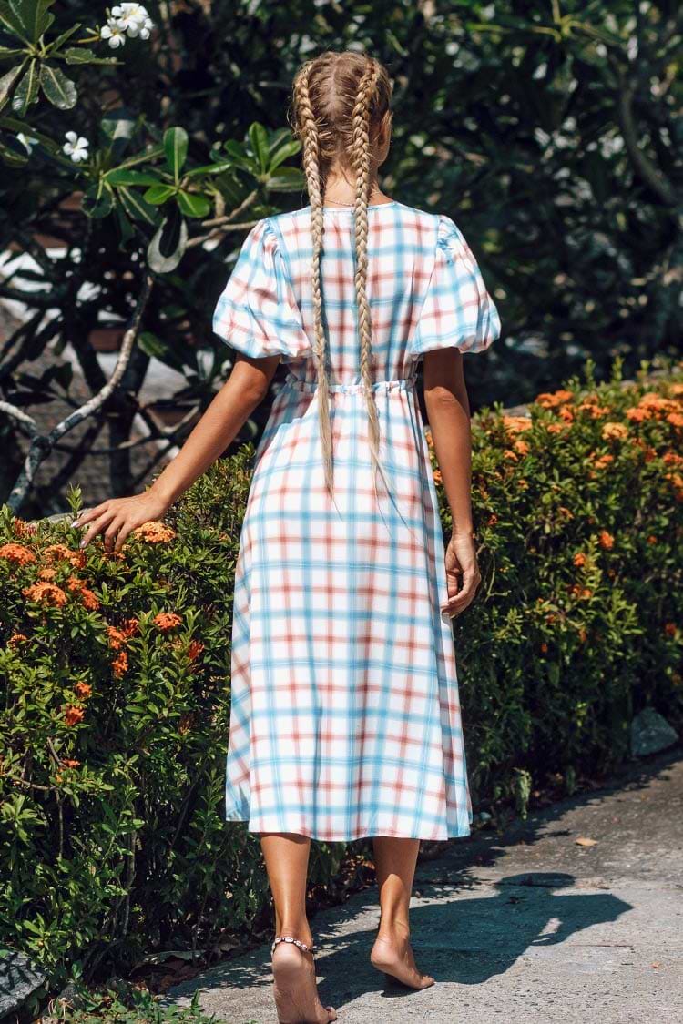 Midikleid mit süßem kariertem Muster