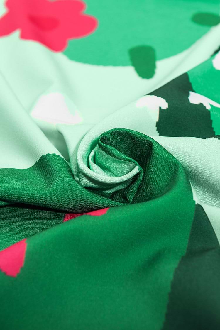 Kaktus Druck Stranddecke mit weißer Franse