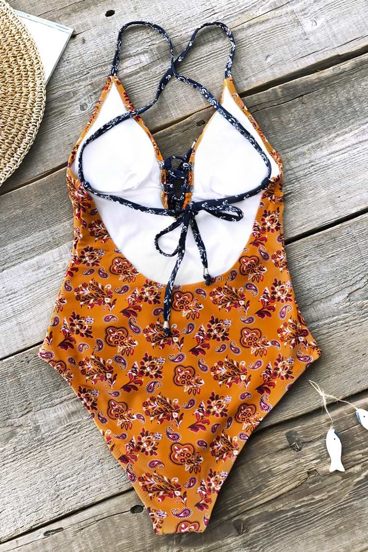 Sommer Paisley Schnürung Badeanzug