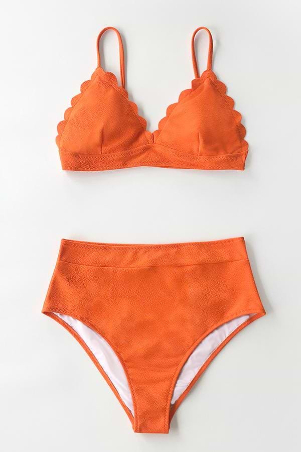 Scallop orange High-Waist Bikini