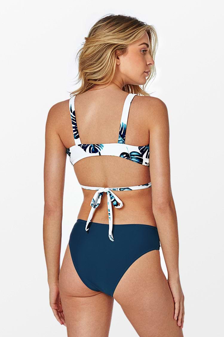 Bikini-Set mit Blattdruck in Blau