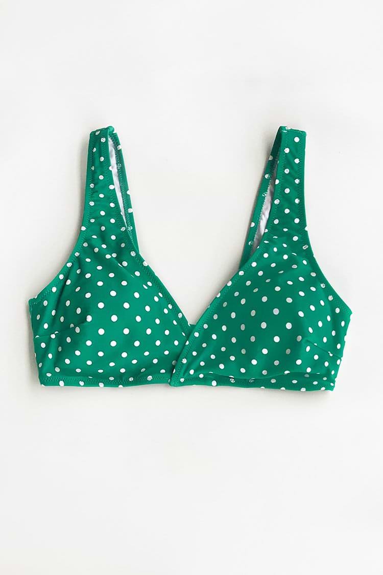 Grün Tupfen und Gelb High-Waist Bikini Oberteil