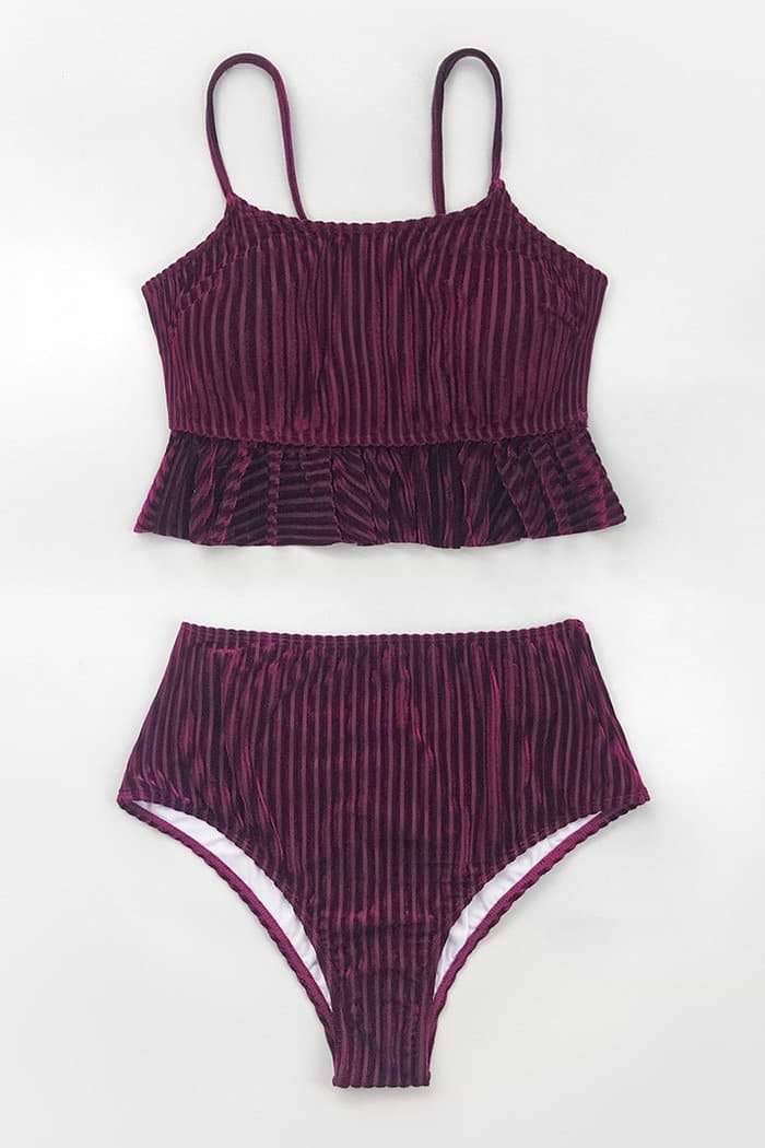 Velvet Rüschen High Waisted Bikini