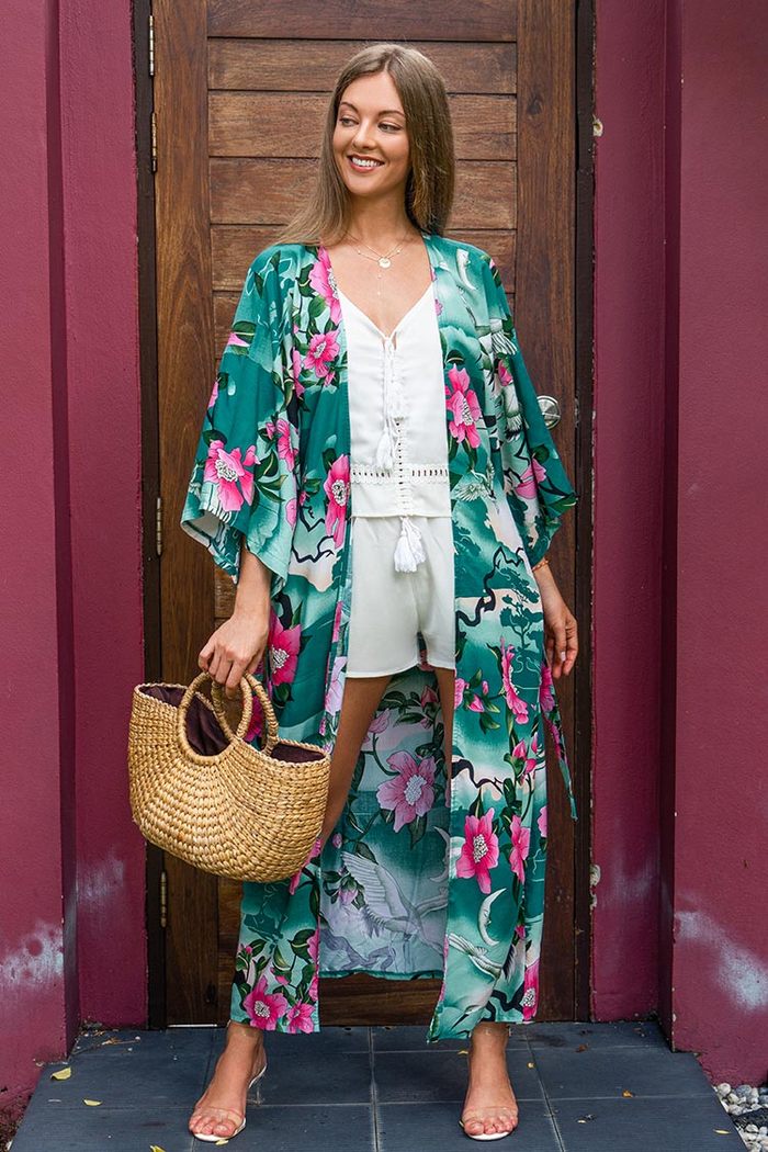 Helle Blumen Kimono Cover up