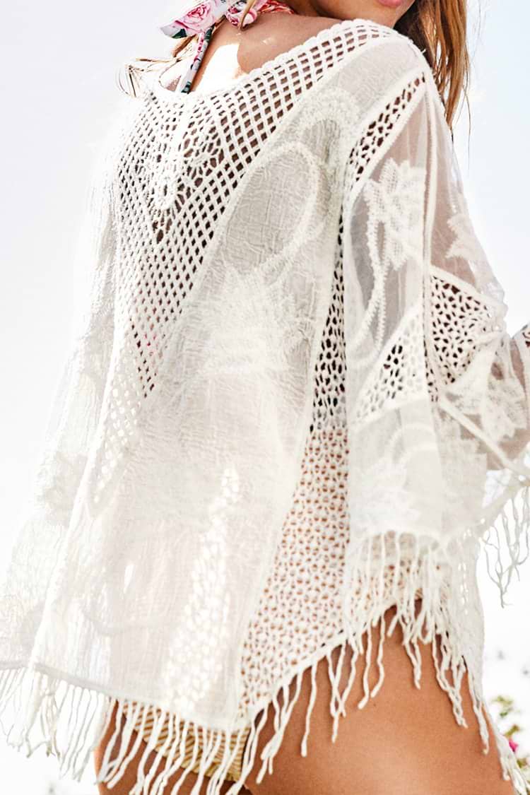 Crochet à frange Cover Up Blanc