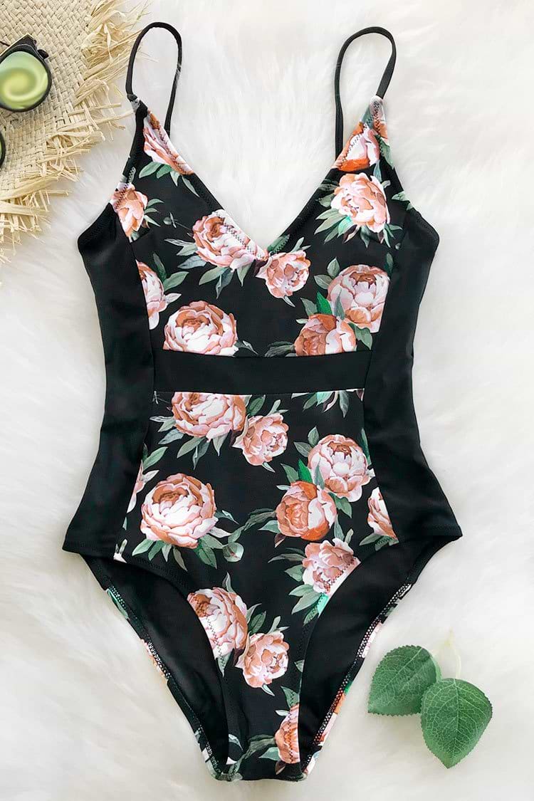 Maillot de bain une pièce sculptant imprimé floral