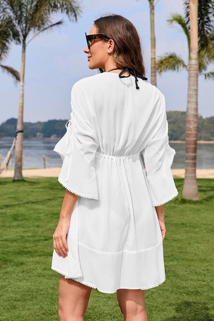 Robe cover-up à manches cloche et cordon de serrage