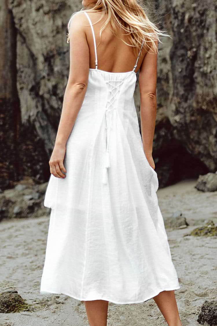 Robe Slip Blanche Avec Poches