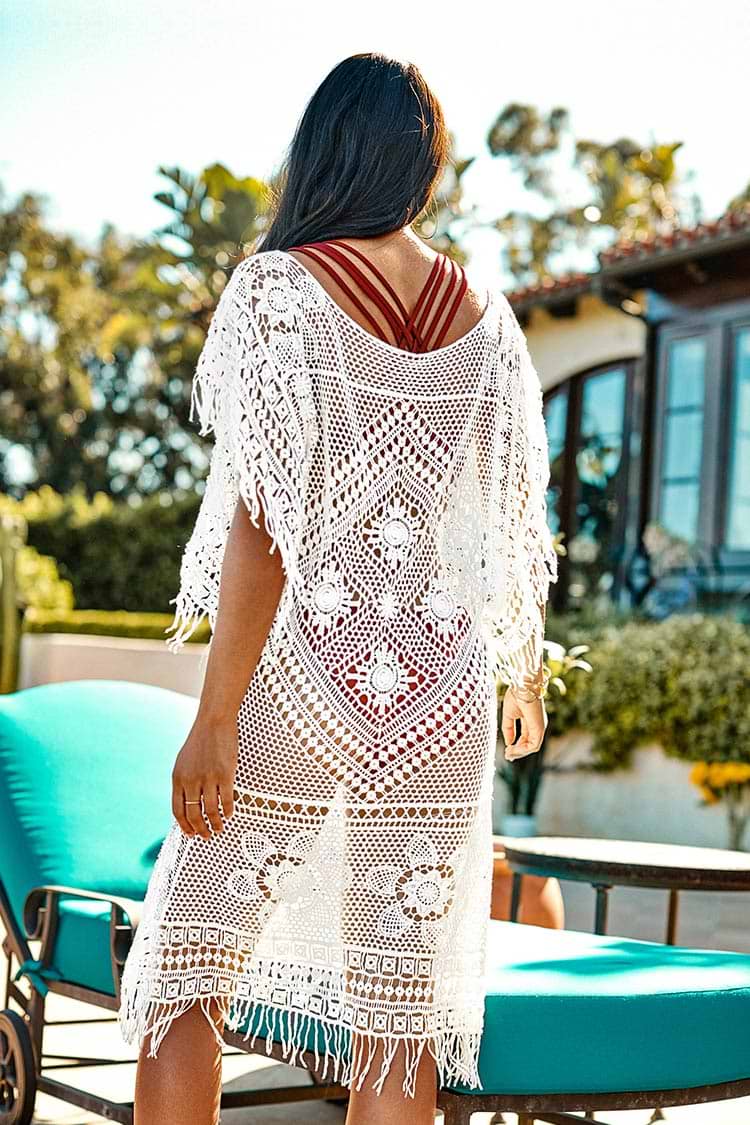 Cover up évidé avec franges style boho