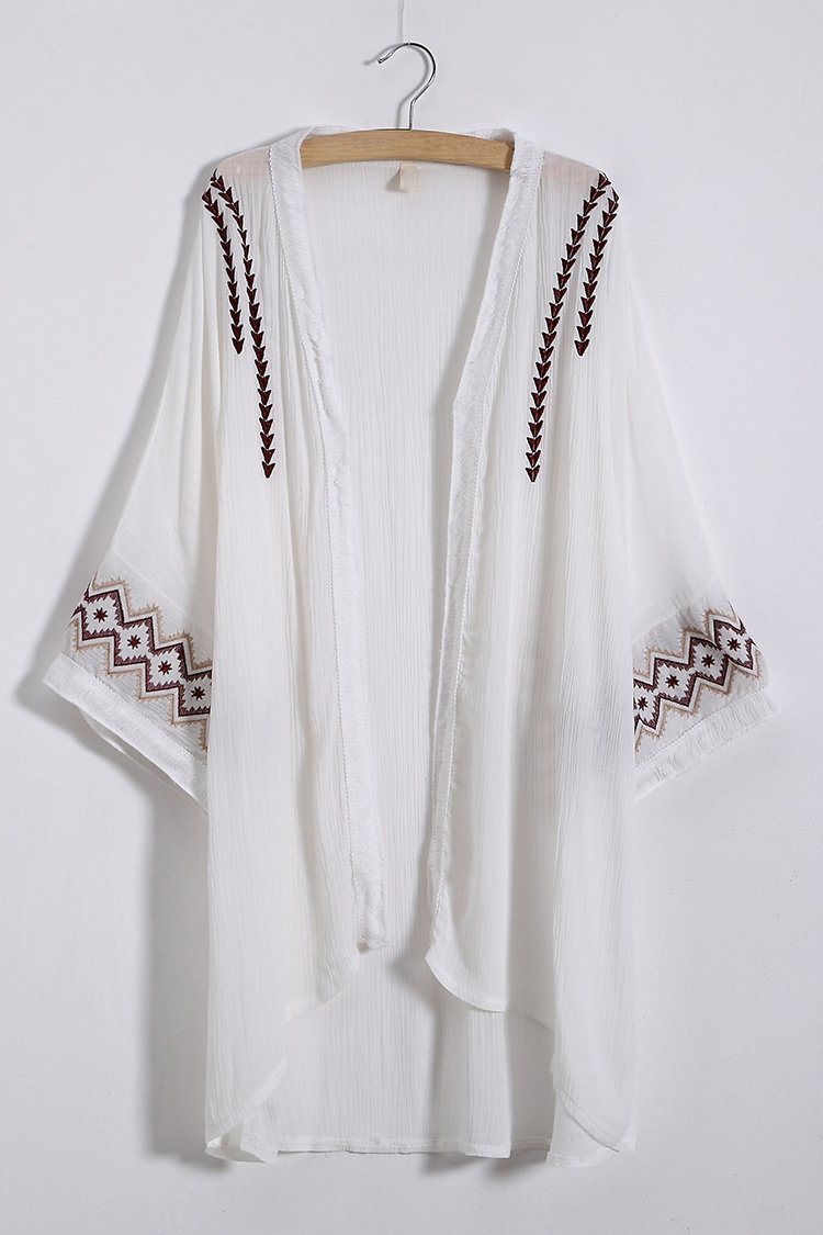 Cover Up brodé de motif simple blanc