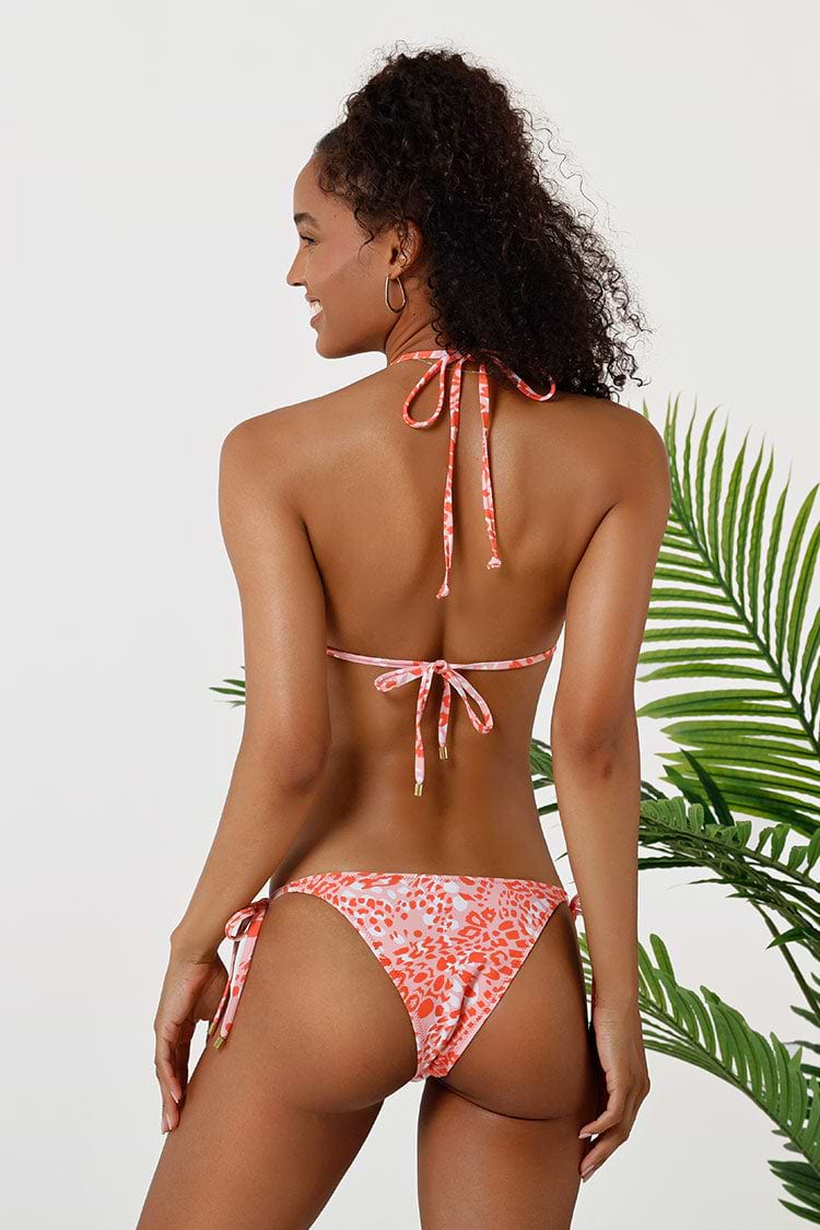 Bikini triangle blanc et imprimé léopard