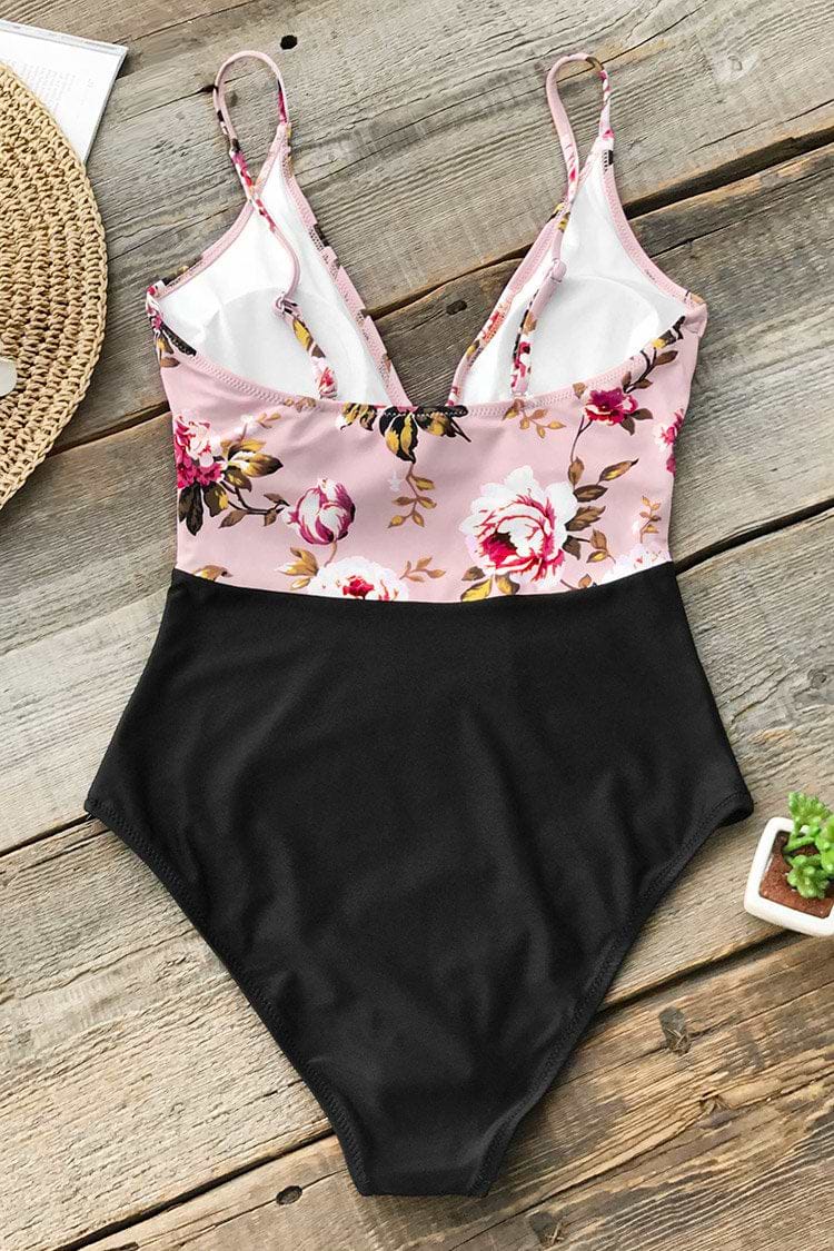 Maillot de bain une pièce à imprimé floral rose