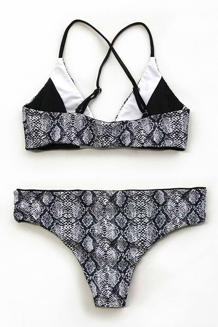 Bikini Réversible à Imprimé Serpent