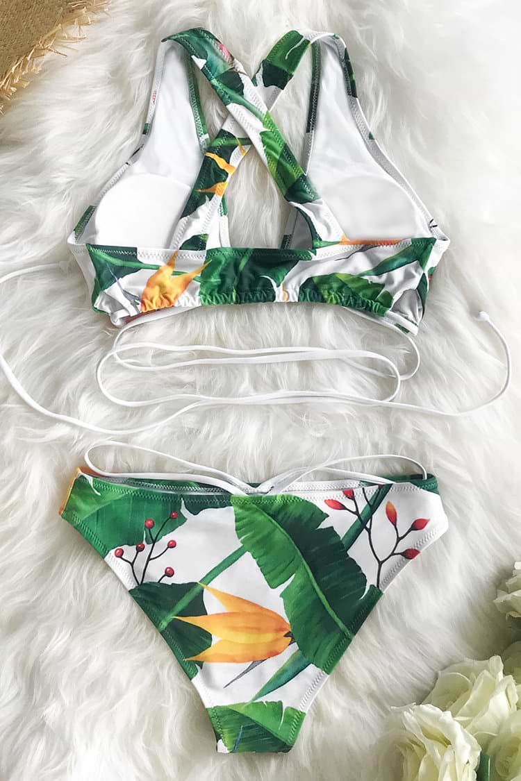 Bikini à imprimé feuilles