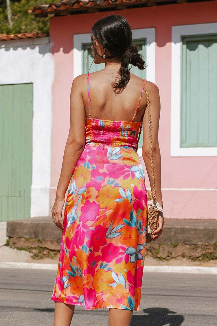 Robe froncée à bretelles fines