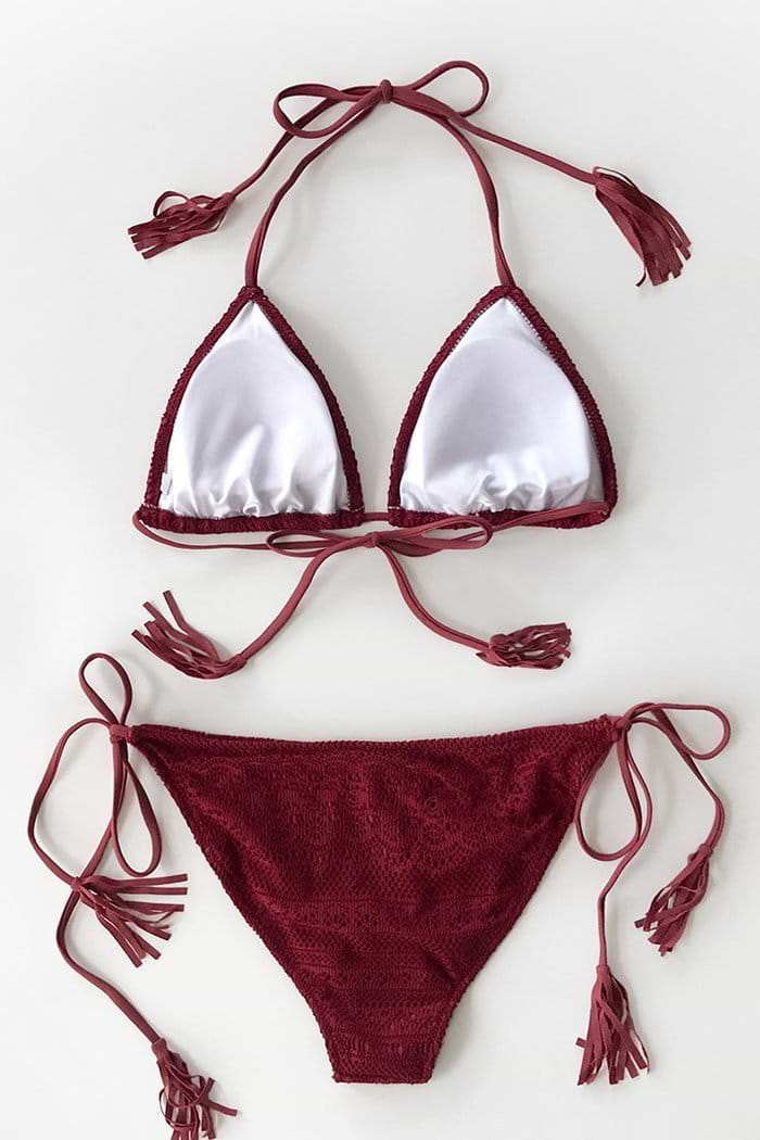 Bikini triangle au crochet rouge