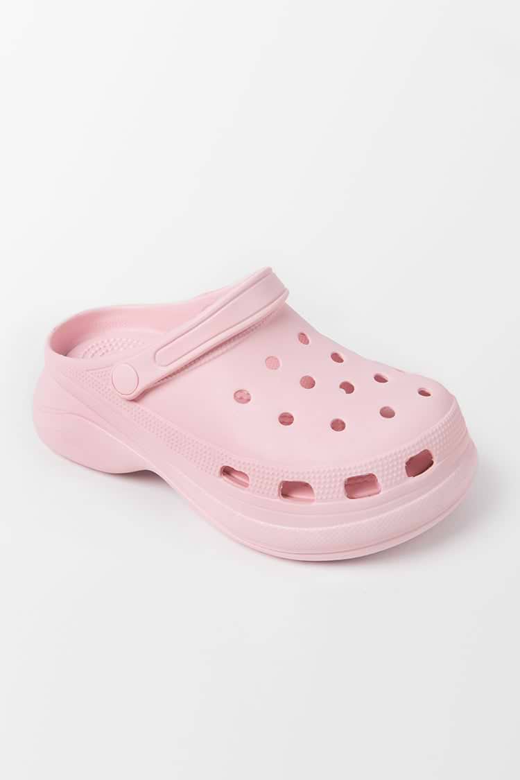 Bubblegum Pink Flat Leisure Square Toe Crocs