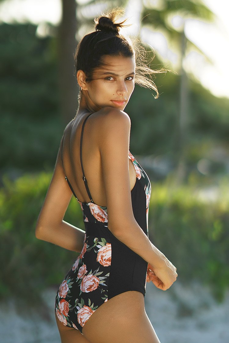 Maillot de bain une pièce sculptant imprimé floral