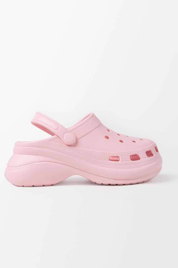 Bubblegum Pink Flat Leisure Square Toe Crocs