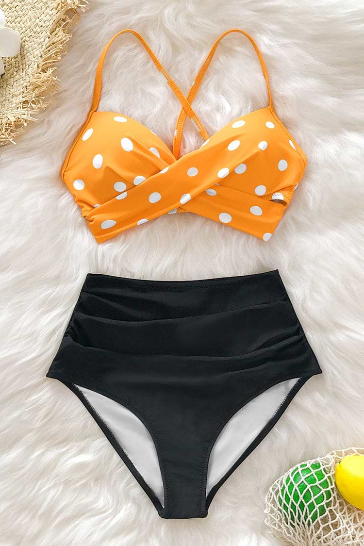 Bikini taille haute à pois