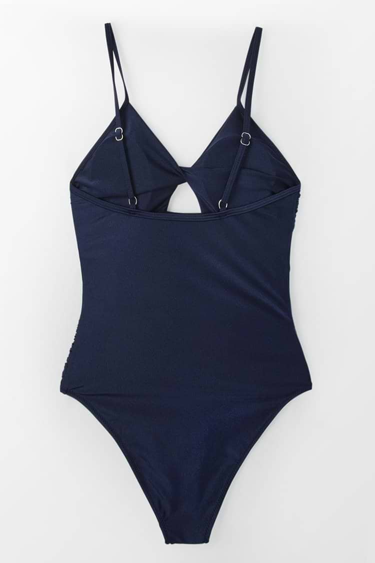 Maillot de Bain Une Pièce Bleue Marine Avec Front Torsadé