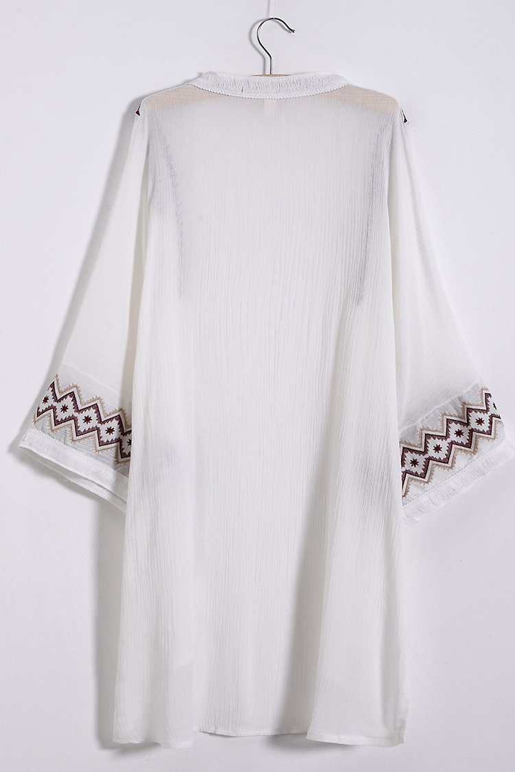 Cover Up brodé de motif simple blanc