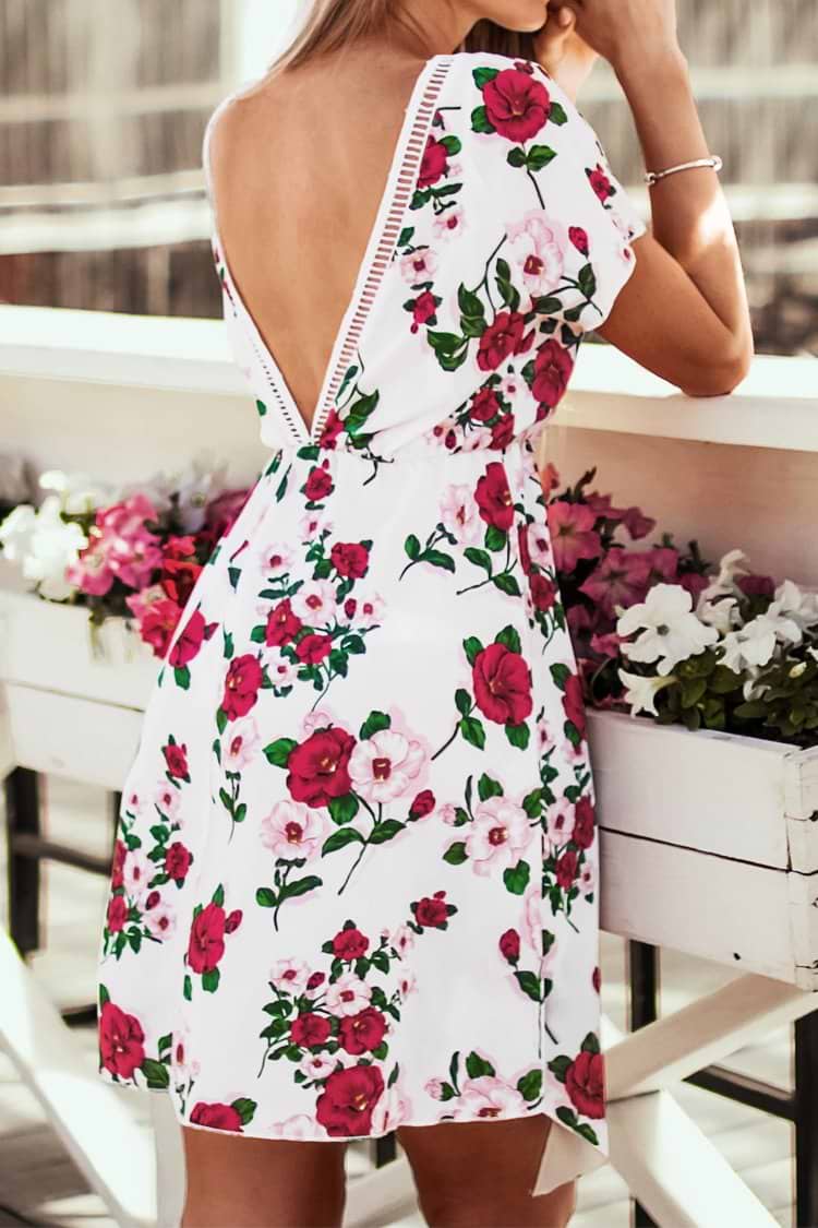 Robe midi blanche à imprimé floral