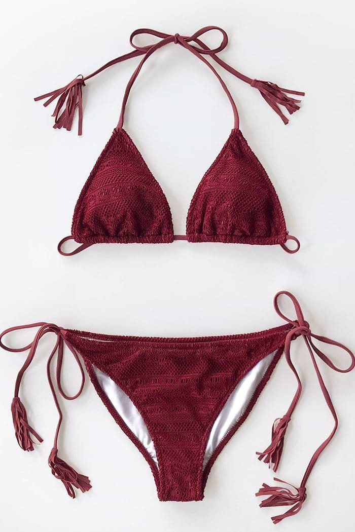 Bikini triangle au crochet rouge