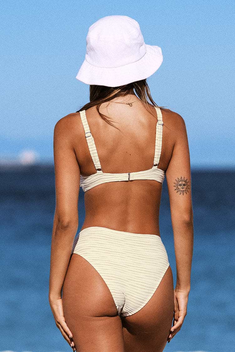 Lurex Texture Bunny Tie Bralette and Hipster Bikini Set