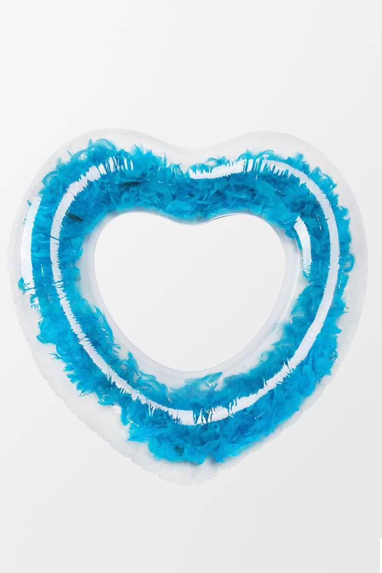 Anillo de Natación de Corazón Seafoam con Plumas